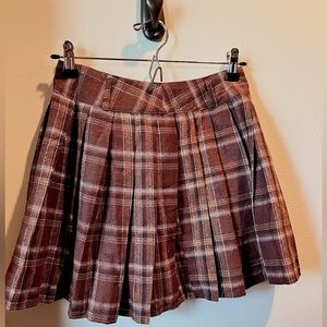 Brown Plaid Skirt